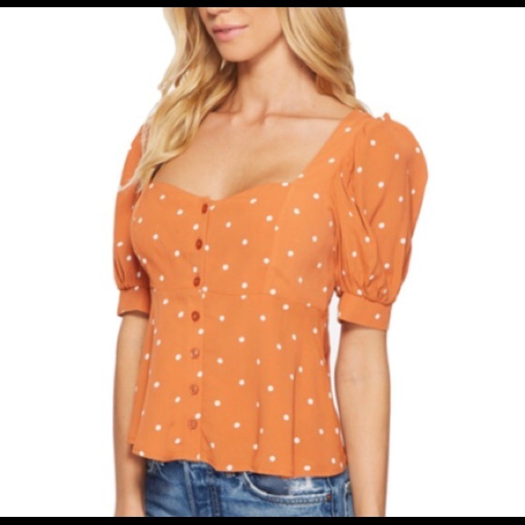 For Love & Lemons Copper Top XS With Polka Dots - Picture 1 of 7